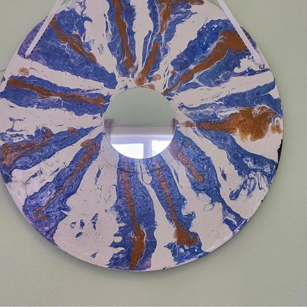 Hand Crafted Colorful Mirror Fluid Art Painting On 12